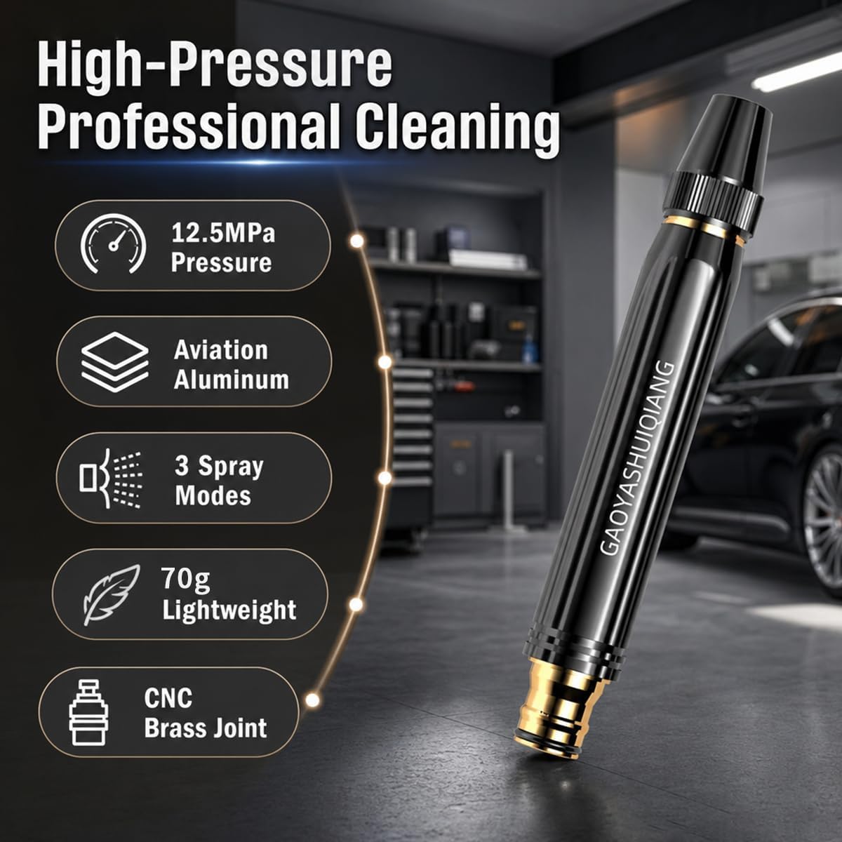 Heavy-Duty High-Pressure Hose Nozzle with Adjustable Spray Modes