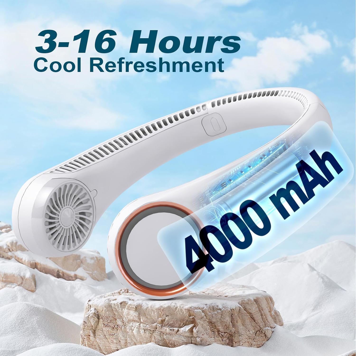 Portable Bladeless Neck Fan – Hands-Free USB Rechargeable Personal Cooler