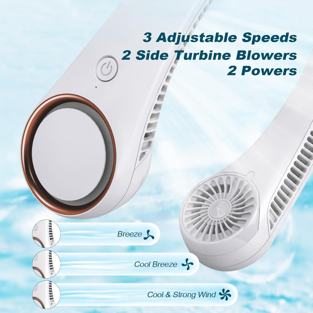 Portable Bladeless Neck Fan – Hands-Free USB Rechargeable Personal Cooler