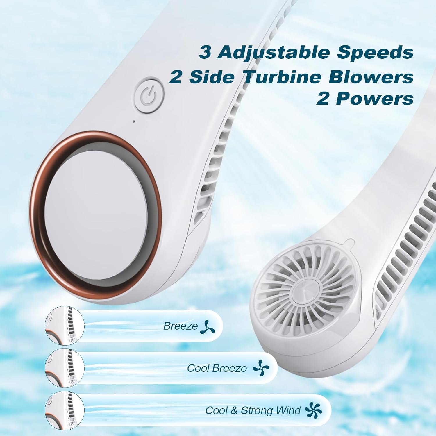 Portable Bladeless Neck Fan – Hands-Free USB Rechargeable Personal Cooler