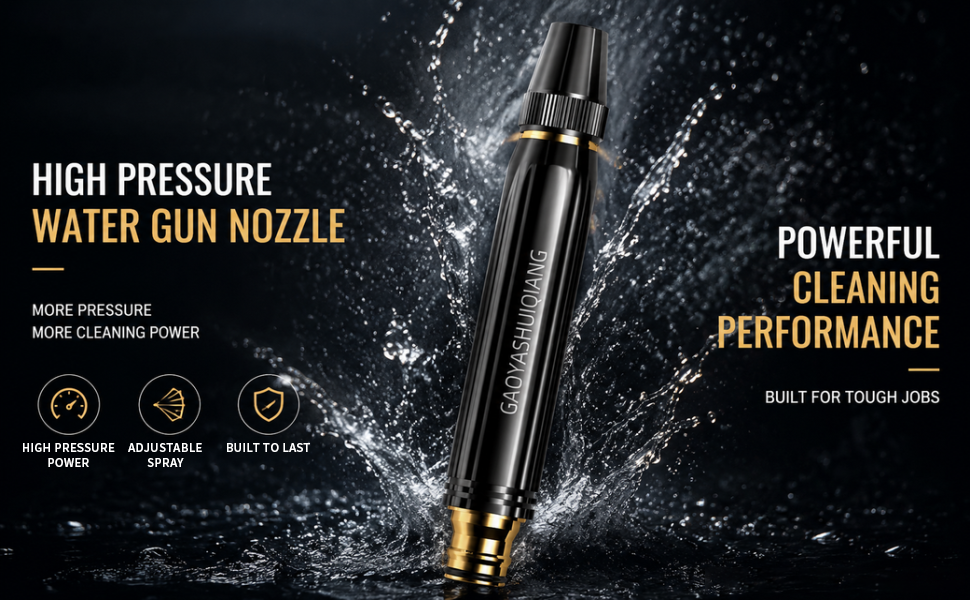 Heavy-Duty High-Pressure Hose Nozzle with Adjustable Spray Modes