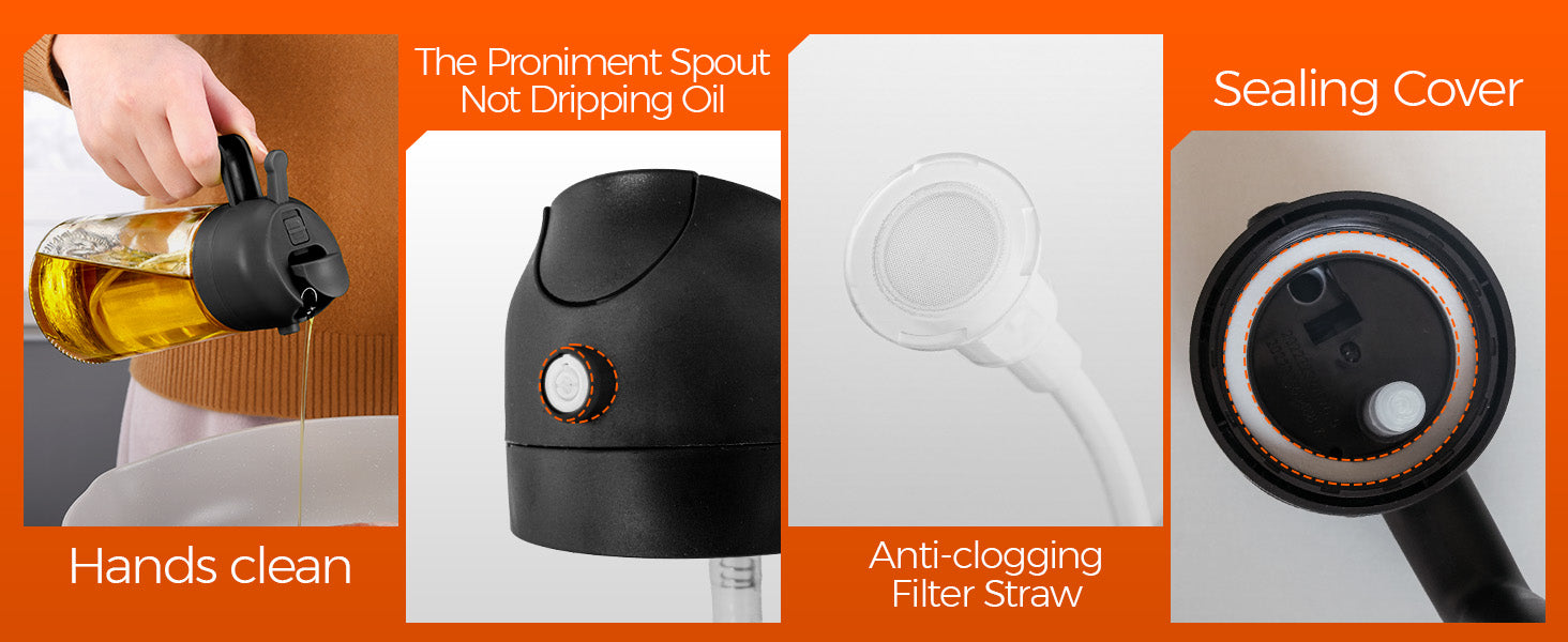 2-in-1 Glass Oil Dispenser & Sprayer Bottle – Pour & Spray in One